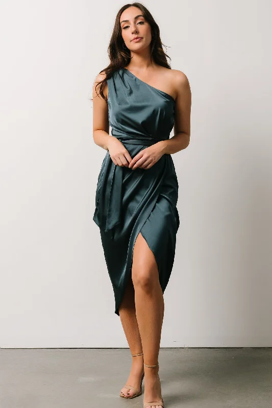 Celia One Shoulder Midi Dress | Midnight