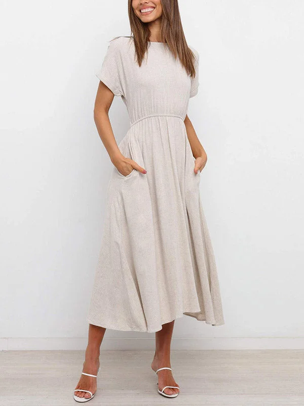 Solid Tie Back Midi Dress