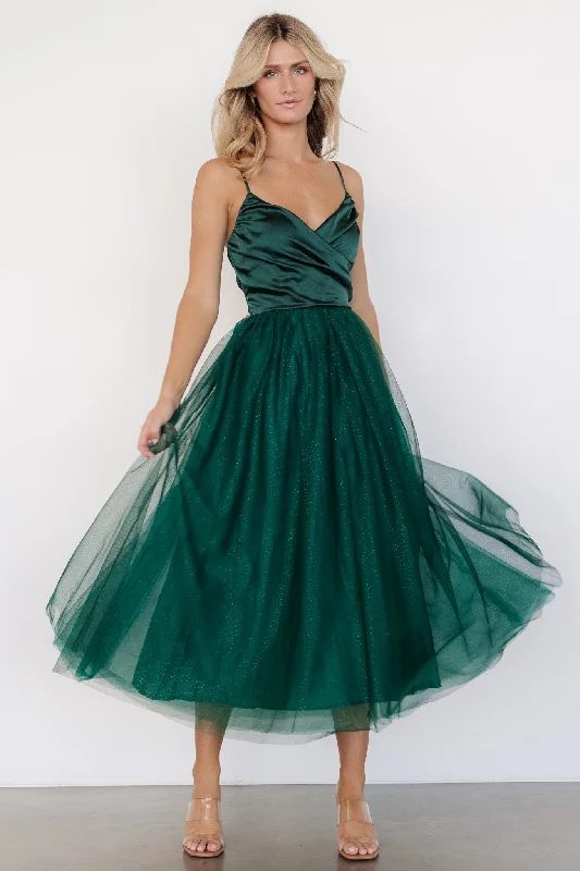 Shonda Sparkle Midi Dress | Emerald