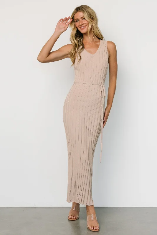 Drew Ribbed Knit Dress | Natural