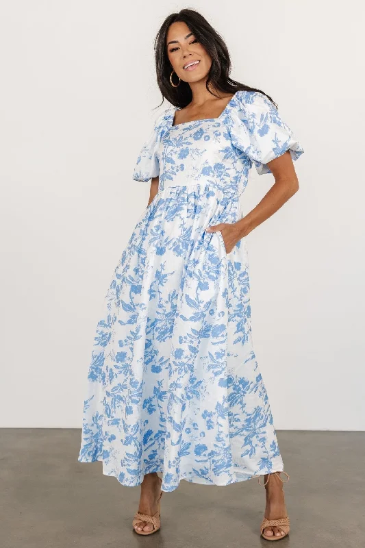 Graceland Maxi Dress | White + Blue Floral