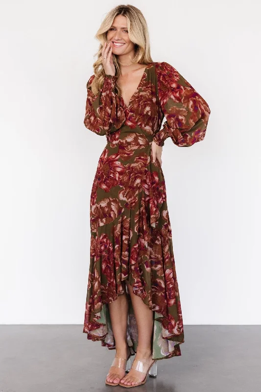 Maryana Ruffle Dress | Olive Floral