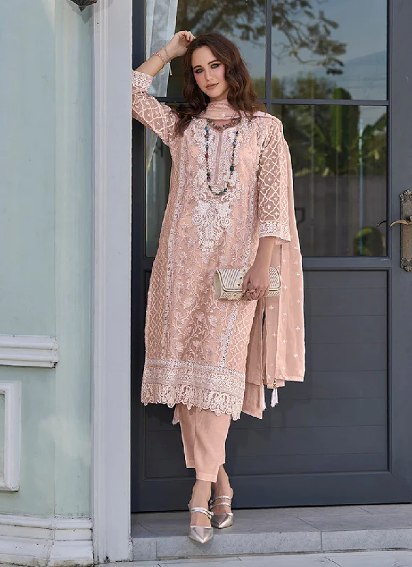 Peach Embroidered Pakistani Dress