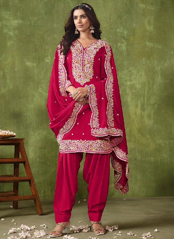 Rani Pink Multi Embroidered Punjabi Suit