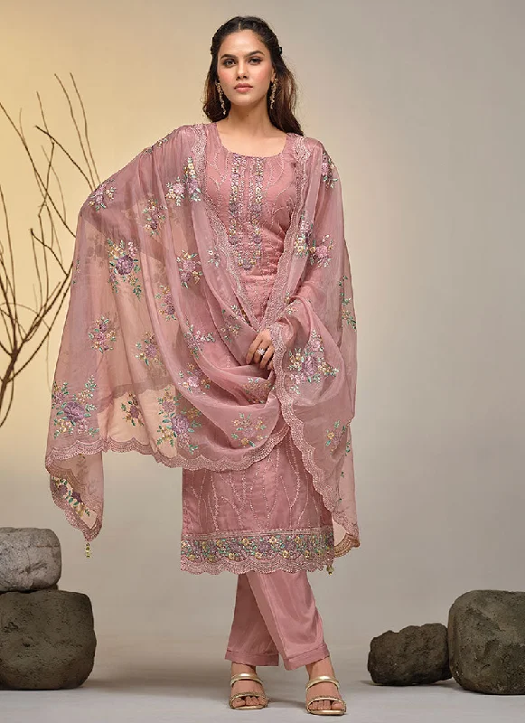 Rose Pink Multi Embroidery Pakistani Salwar Kameez Suit