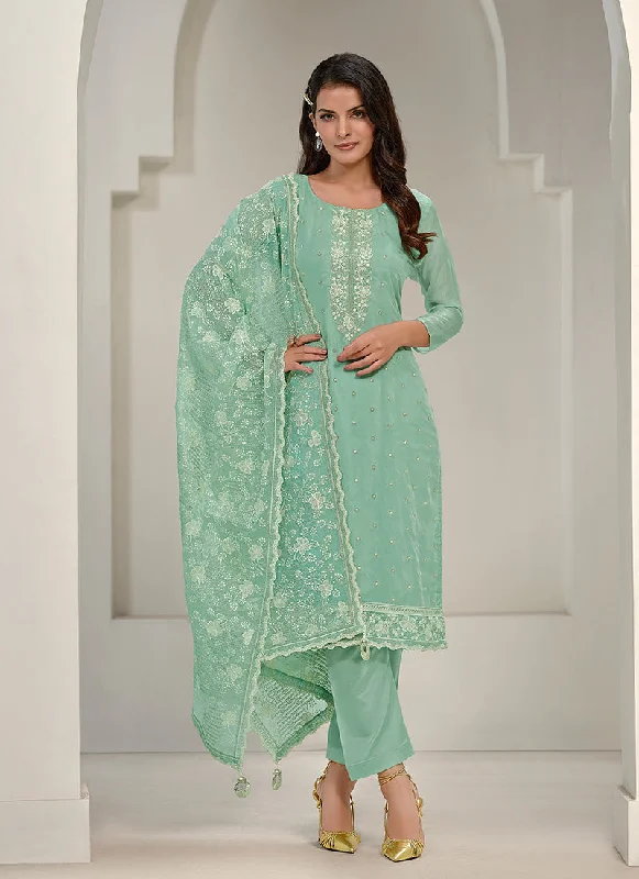 Sea Green Embroidery Pakistani Salwar Kameez Suit