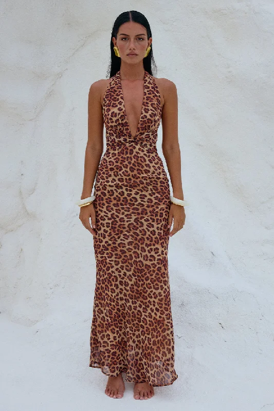 TENAYA MAXI DRESS - LEOPARD PRINT