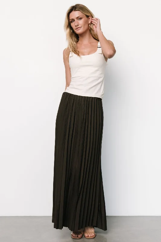 Vinny Pleated Maxi Skirt | Charcoal