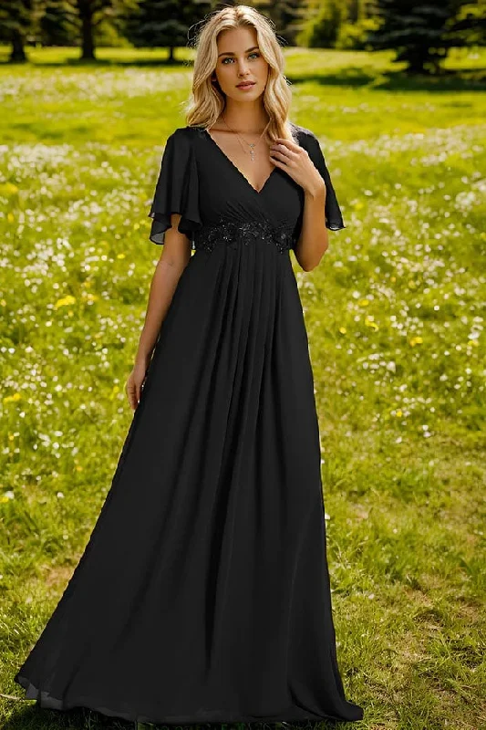 A-Line Floor Length Chiffon Bridesmaid Dress CB0665