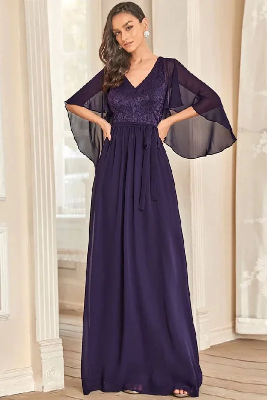 A-Line Floor Length Chiffon Bridesmaid Dress CB0673