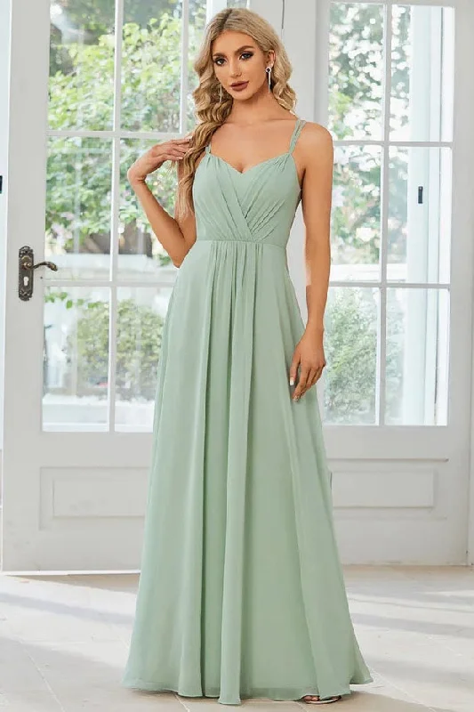 A-Line Floor Length Chiffon Bridesmaid Dress CB0688