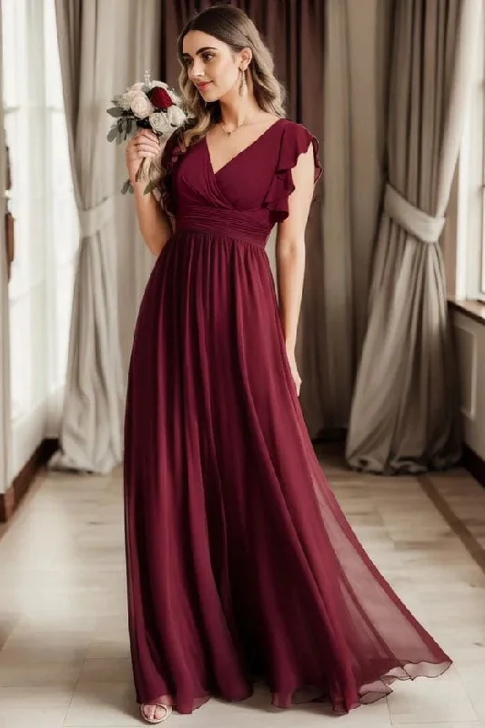 A-Line Floor Length Chiffon Bridesmaid Dress CB0693