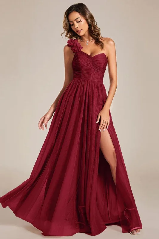 A-Line Floor Length Tulle Bridesmaid Dress CB0695