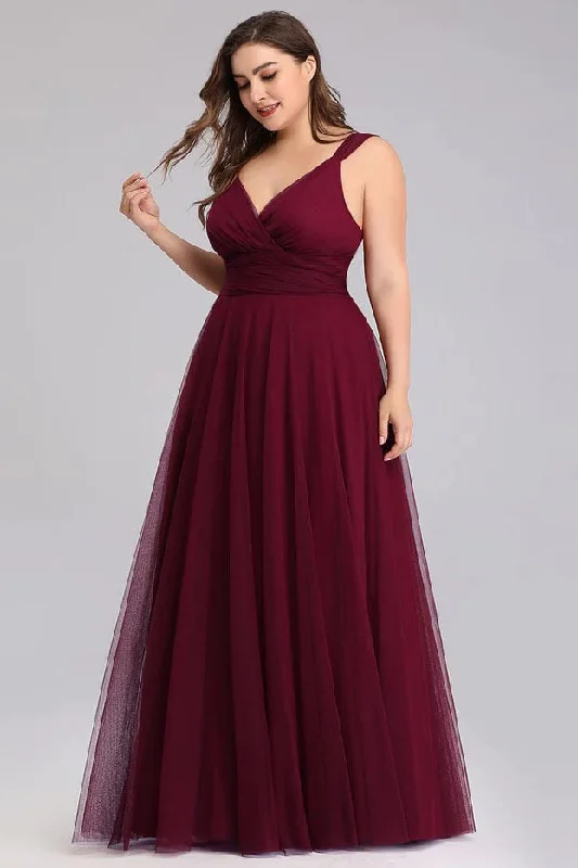 A-Line Floor Length Tulle Bridesmaid Dress CB0696