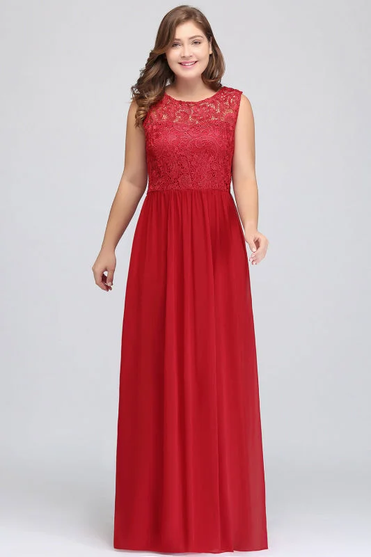 Amazing Jewel Neck Lace Chiffon Evening Dress Sleveless Floor Length Formal Dress