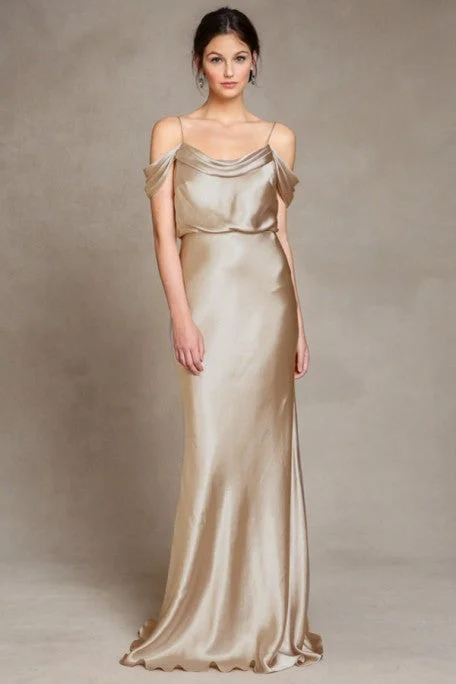 Floor-Length Spaghetti Sleeveless Satin Bridesmaid Dress With Low-V Back - MK_101562