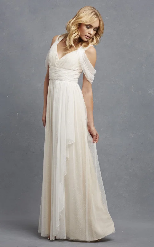 Romantic A-Line Tulle Sleeveless Gown With V-Neck - 100635